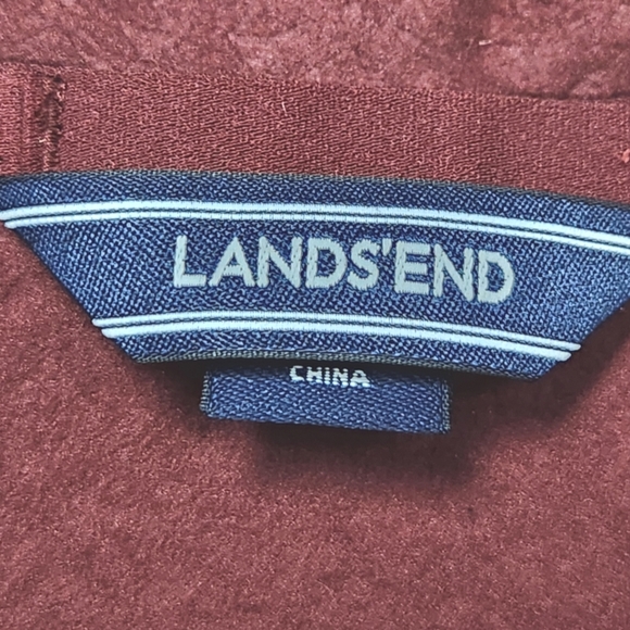 Land's End Floral Embossed Raisin Quarter Zip Fleece Pullover 1X/P - Picture 5 of 8